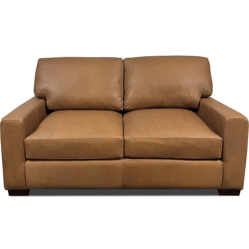 9950 Loveseat in Poncho Camel Brown Top Grain Leather